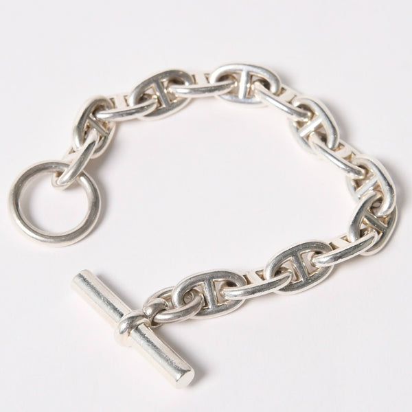 極美品 HERMES エルメス シェーヌダンクルMM ブレスレット 15コマ 重量約56.84g Ag925刻印 シルバー925 中古 4a005879