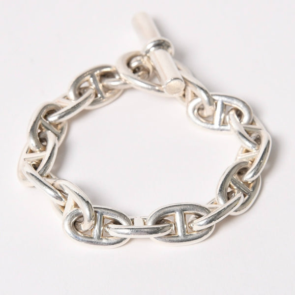 極美品 HERMES エルメス シェーヌダンクルMM ブレスレット 15コマ 重量約56.84g Ag925刻印 シルバー925 中古 4a005879