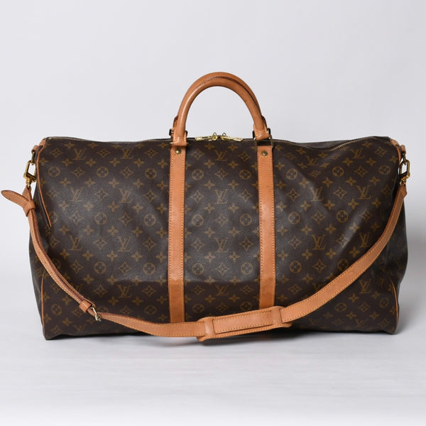 LOUIS VUITTON Keepall Bandouliere 60 Boston Bag M41412 Monogram PVC Tanned Leather Brown Good Condition Used 4a000585