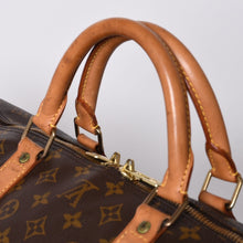 画像をギャラリービューアに読み込む, LOUIS VUITTON ルイヴィトン キーポルバンドリエール60 ボストンバッグ M41412 モノグラム PVC ヌメ革 ブラウン 美品 中古 4a000585