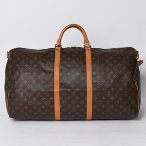 LOUIS VUITTON Keepall Bandouliere 60 Boston Bag M41412 Monogram PVC Tanned Leather Brown Good Condition Used 4a000585