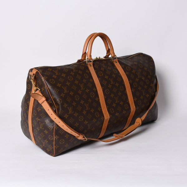 LOUIS VUITTON Keepall Bandouliere 60 Boston Bag M41412 Monogram PVC Tanned Leather Brown Good Condition Used 4a000585