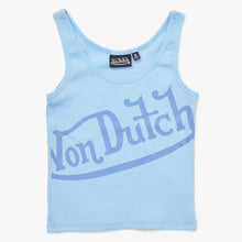 将图片加载到图库查看器中。 新品未使用 Von Dutch ボンダッチ リブタンクトップ ノースリーブ 7VND9A8206NV サイズM アイスブルー レディース 中古 4a005857