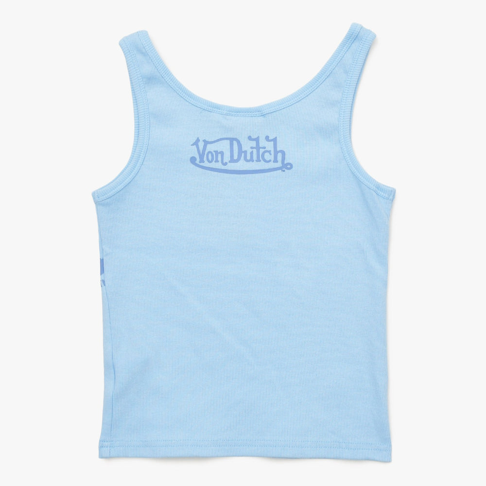 新品未使用 Von Dutch ボンダッチ リブタンクトップ ノースリーブ 7VND9A8206NV サイズM アイスブルー レディース 中古 4a005857