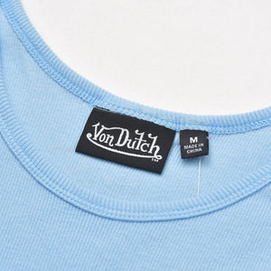 新品未使用 Von Dutch ボンダッチ リブタンクトップ ノースリーブ 7VND9A8206NV サイズM アイスブルー レディース 中古 4a005857
