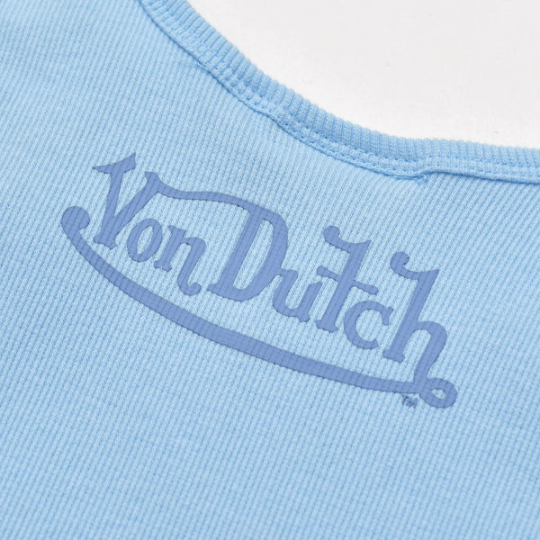 新品未使用 Von Dutch ボンダッチ リブタンクトップ ノースリーブ 7VND9A8206NV サイズM アイスブルー レディース 中古 4a005857