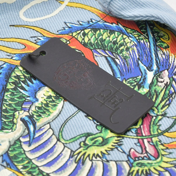新品未使用 Ed Hardy エドハーディ リブタンクワンピース EHW3006-5 サイズS ドラゴン アイスブルー レディース 中古 4a005860