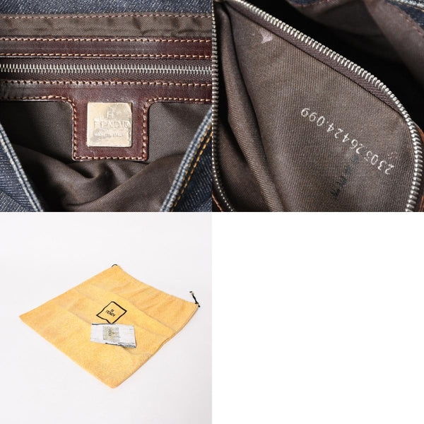 FENDI フェンディ マンマバケット デニム レザー ショルダーバッグ ワンショルダーバッグ ブルー シルバー金具 レア 2305 美品 中古 4a005867