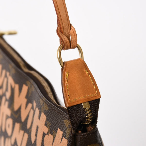 極美品 LOUIS VUITTON ルイヴィトン ポシェットアクセソワ―ル ポーチ M92193 モノグラムグラフィティ ブラウン オレンジ ゴールド金具 中古 4a005835