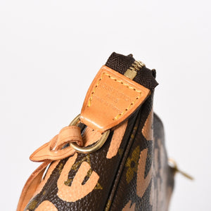 極美品 LOUIS VUITTON ルイヴィトン ポシェットアクセソワ―ル ポーチ M92193 モノグラムグラフィティ ブラウン オレンジ ゴールド金具 中古 4a005835