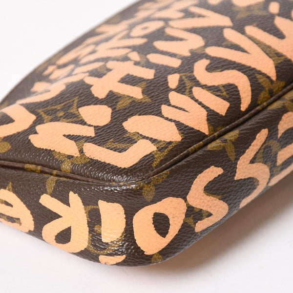 極美品 LOUIS VUITTON ルイヴィトン ポシェットアクセソワ―ル ポーチ M92193 モノグラムグラフィティ ブラウン オレンジ ゴールド金具 中古 4a005835