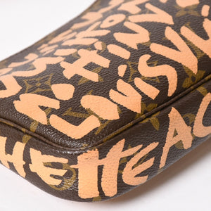 極美品 LOUIS VUITTON ルイヴィトン ポシェットアクセソワ―ル ポーチ M92193 モノグラムグラフィティ ブラウン オレンジ ゴールド金具 中古 4a005835