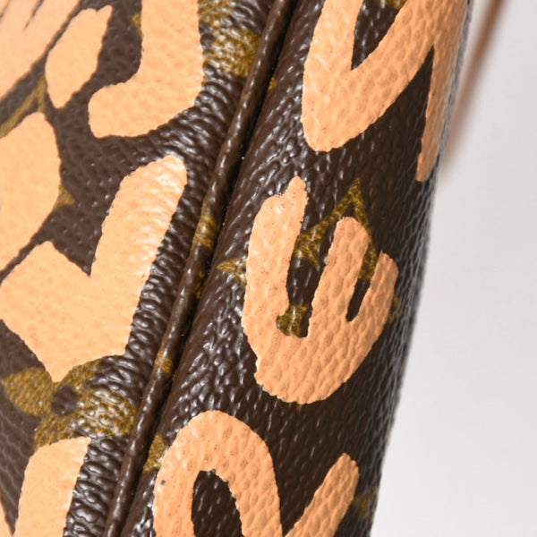 極美品 LOUIS VUITTON ルイヴィトン ポシェットアクセソワ―ル ポーチ M92193 モノグラムグラフィティ ブラウン オレンジ ゴールド金具 中古 4a005835