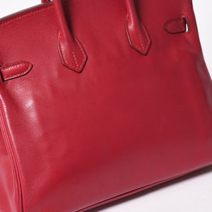 HERMES エルメス ハンドバッグ □Z刻印 バーキン25 ヴォースイフト レッド系 シルバー金具 美品 中古 4a005887