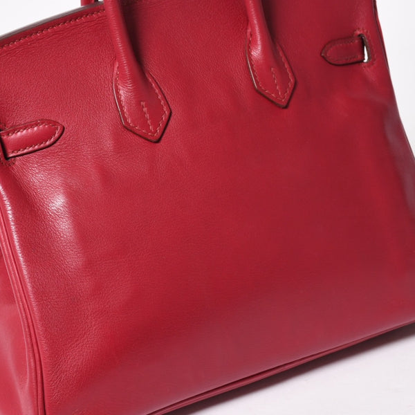 HERMES エルメス ハンドバッグ □Z刻印 バーキン25 ヴォースイフト レッド系 シルバー金具 美品 中古 4a005887