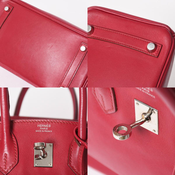 HERMES エルメス ハンドバッグ □Z刻印 バーキン25 ヴォースイフト レッド系 シルバー金具 美品 中古 4a005887