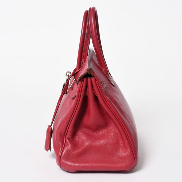 HERMES エルメス ハンドバッグ □Z刻印 バーキン25 ヴォースイフト レッド系 シルバー金具 美品 中古 4a005887