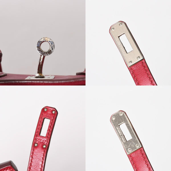 HERMES エルメス ハンドバッグ □Z刻印 バーキン25 ヴォースイフト レッド系 シルバー金具 美品 中古 4a005887