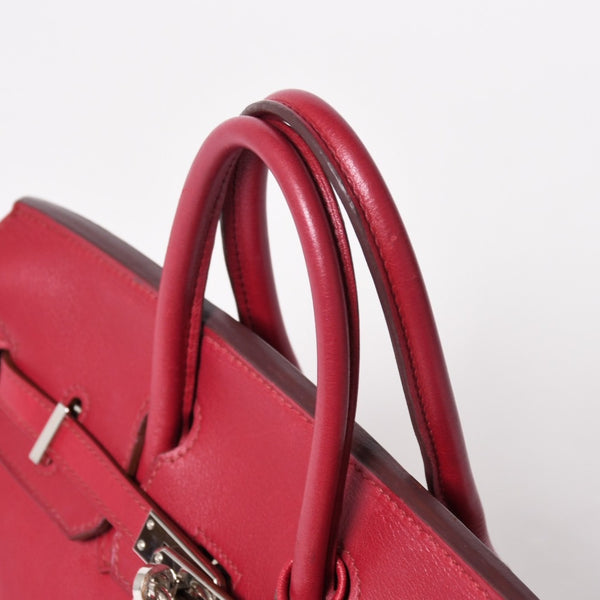 HERMES エルメス ハンドバッグ □Z刻印 バーキン25 ヴォースイフト レッド系 シルバー金具 美品 中古 4a005887
