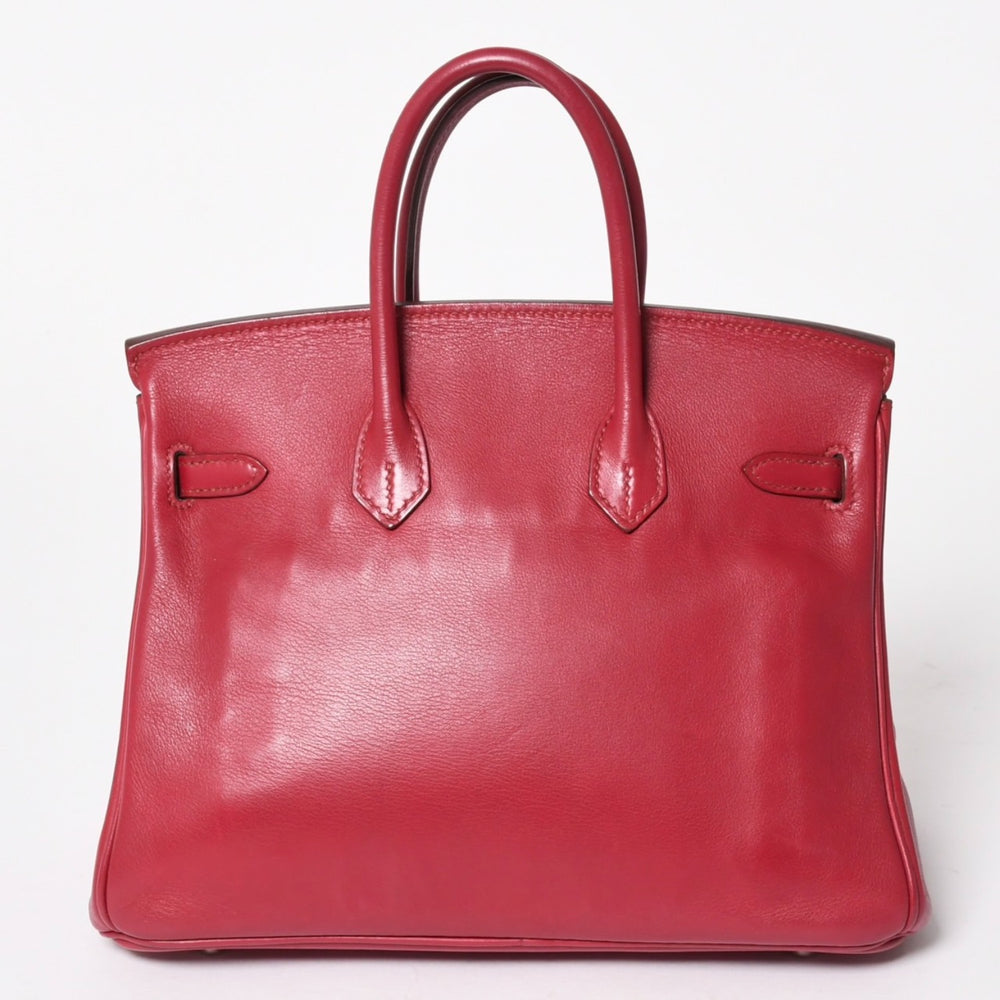 HERMES エルメス ハンドバッグ □Z刻印 バーキン25 ヴォースイフト レッド系 シルバー金具 美品 中古 4a005887
