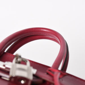 HERMES エルメス ハンドバッグ □Z刻印 バーキン25 ヴォースイフト レッド系 シルバー金具 美品 中古 4a005887