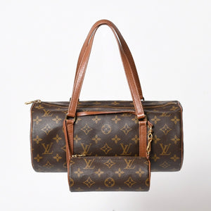 極美品 LOUIS VUITTON ルイヴィトン パピヨン30 GM ハンドバッグ M51365 モノグラム ゴールド金具 筒型 中古 4a005791