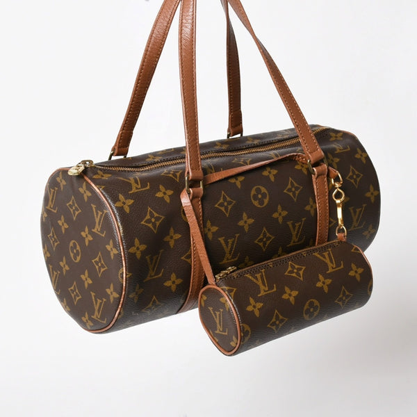 極美品 LOUIS VUITTON ルイヴィトン パピヨン30 GM ハンドバッグ M51365 モノグラム ゴールド金具 筒型 中古 4a005791