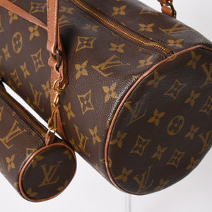 極美品 LOUIS VUITTON ルイヴィトン パピヨン30 GM ハンドバッグ M51365 モノグラム ゴールド金具 筒型 中古 4a005791