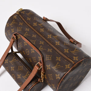 極美品 LOUIS VUITTON ルイヴィトン パピヨン30 GM ハンドバッグ M51365 モノグラム ゴールド金具 筒型 中古 4a005791