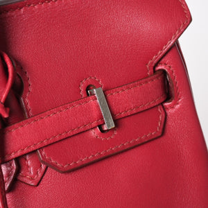 HERMES エルメス ハンドバッグ □Z刻印 バーキン25 ヴォースイフト レッド系 シルバー金具 美品 中古 4a005887