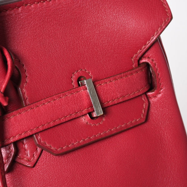 HERMES エルメス ハンドバッグ □Z刻印 バーキン25 ヴォースイフト レッド系 シルバー金具 美品 中古 4a005887
