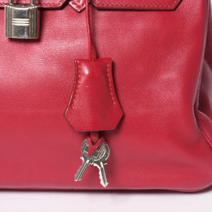 HERMES エルメス ハンドバッグ □Z刻印 バーキン25 ヴォースイフト レッド系 シルバー金具 美品 中古 4a005887