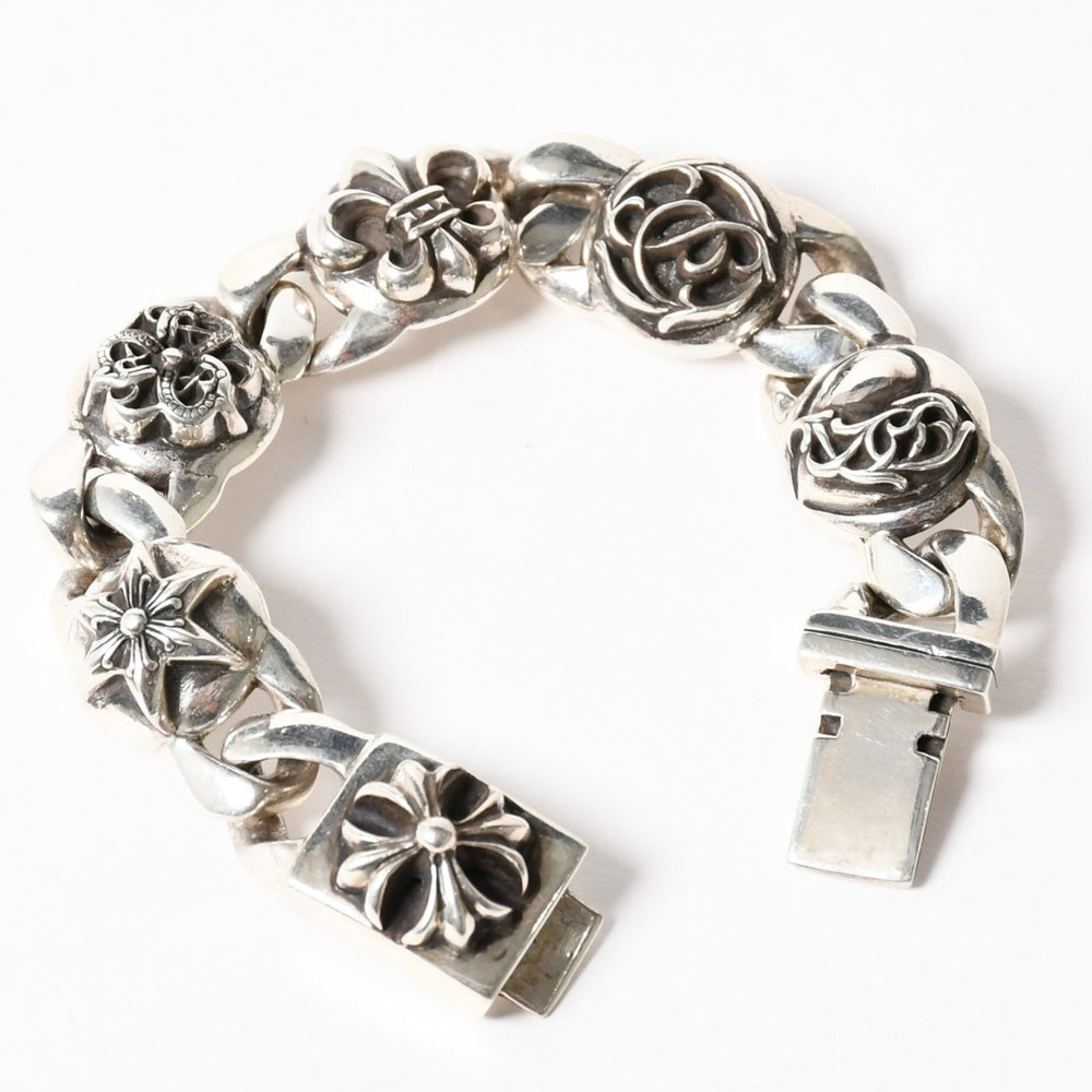 CHROME HEARTS クロムハーツ ブレスレット 5リンク 重量97.01g CHプラス スター フローラル BSフレア ケルティック クロー シルバー925 美品 中古 4a006038