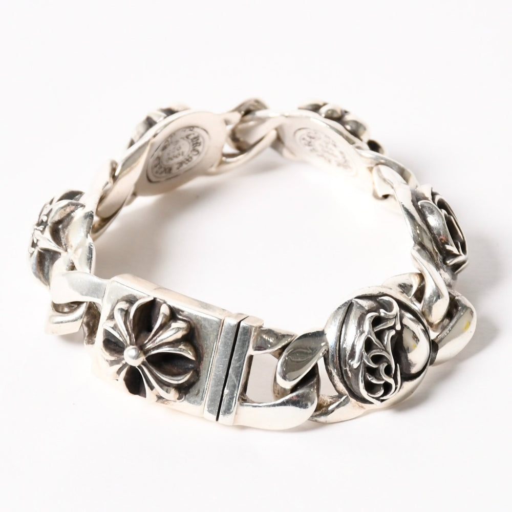 CHROME HEARTS クロムハーツ ブレスレット 5リンク 重量97.01g CHプラス スター フローラル BSフレア ケルティック クロー シルバー925 美品 中古 4a006038