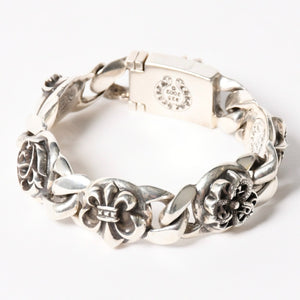 CHROME HEARTS クロムハーツ ブレスレット 5リンク 重量97.01g CHプラス スター フローラル BSフレア ケルティック クロー シルバー925 美品 中古 4a006038