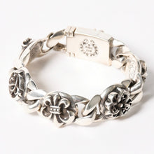 画像をギャラリービューアに読み込む, CHROME HEARTS クロムハーツ ブレスレット 5リンク 重量97.01g CHプラス スター フローラル BSフレア ケルティック クロー シルバー925 美品 中古 4a006038