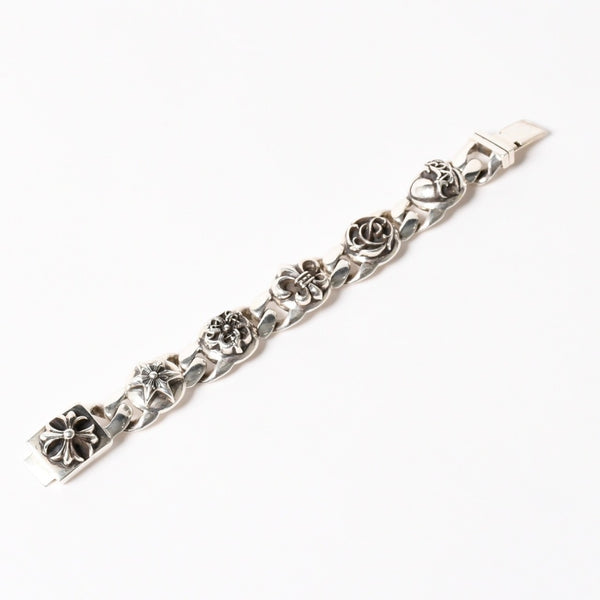 CHROME HEARTS クロムハーツ ブレスレット 5リンク 重量97.01g CHプラス スター フローラル BSフレア ケルティック クロー シルバー925 美品 中古 4a006038