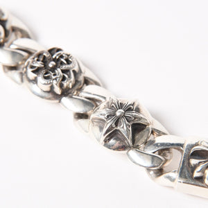 CHROME HEARTS クロムハーツ ブレスレット 5リンク 重量97.01g CHプラス スター フローラル BSフレア ケルティック クロー シルバー925 美品 中古 4a006038