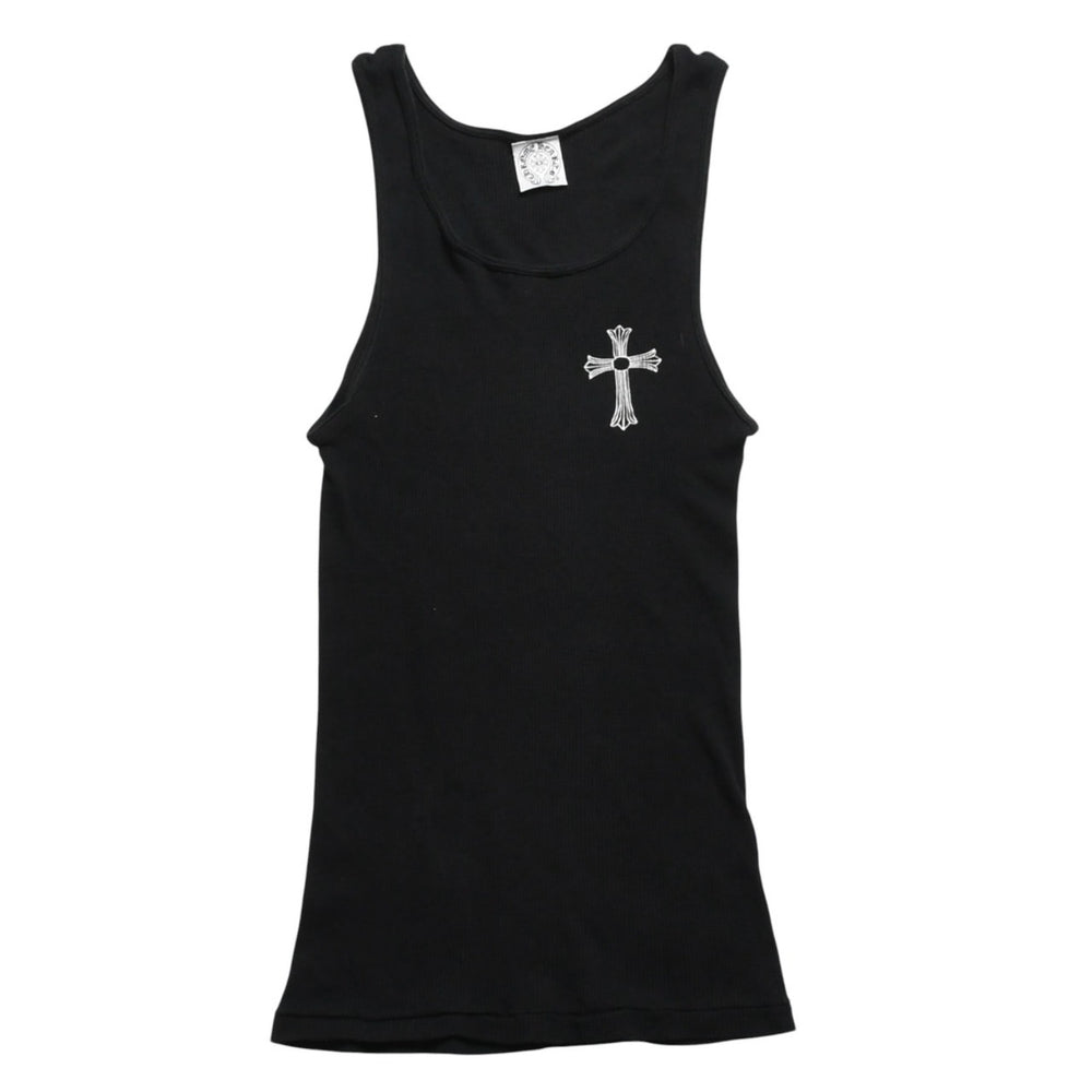 CHROME HEARTS クロムハーツ Tank Top タンクトップ NEW YORK ニューヨーク ラージクロス ブラック ホワイト サイズM 美品 中古 4a005761