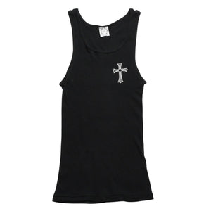 CHROME HEARTS クロムハーツ Tank Top タンクトップ NEW YORK ニューヨーク ラージクロス ブラック ホワイト サイズM 美品 中古 4a005761