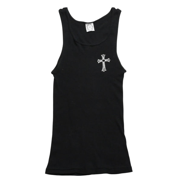 CHROME HEARTS クロムハーツ Tank Top タンクトップ NEW YORK ニューヨーク ラージクロス ブラック ホワイト サイズM 美品 中古 4a005761