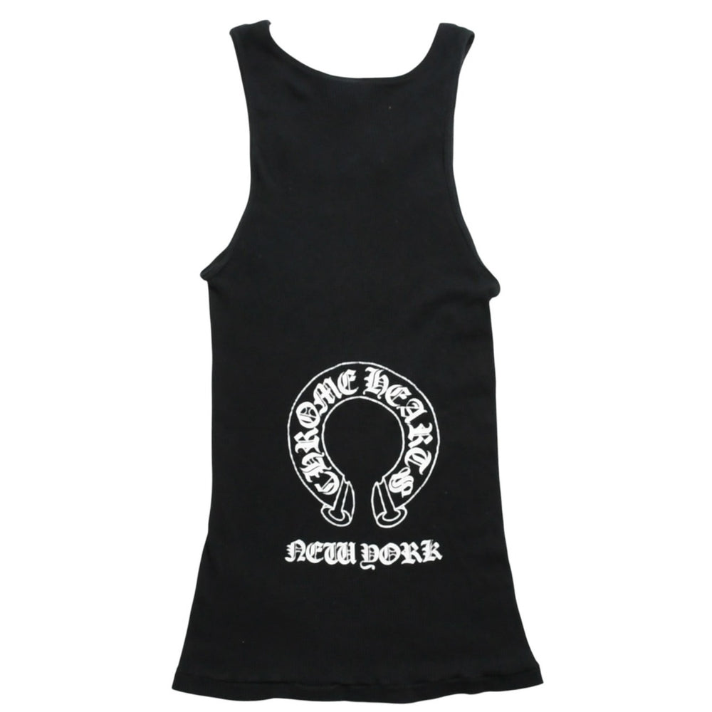 CHROME HEARTS クロムハーツ Tank Top タンクトップ NEW YORK ニューヨーク ラージクロス ブラック ホワイト サイズM 美品 中古 4a005761