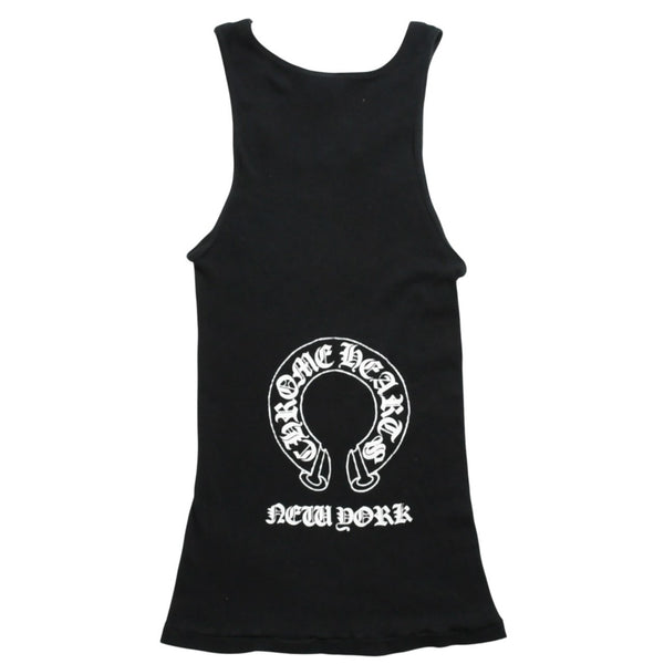 CHROME HEARTS クロムハーツ Tank Top タンクトップ NEW YORK ニューヨーク ラージクロス ブラック ホワイト サイズM 美品 中古 4a005761