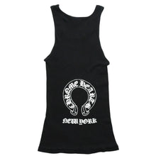 Load the image into the gallery viewer. CHROME HEARTS クロムハーツ Tank Top タンクトップ NEW YORK ニューヨーク ラージクロス ブラック ホワイト サイズM 美品 中古 4a005761