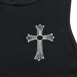 CHROME HEARTS クロムハーツ Tank Top タンクトップ NEW YORK ニューヨーク ラージクロス ブラック ホワイト サイズM 美品 中古 4a005761