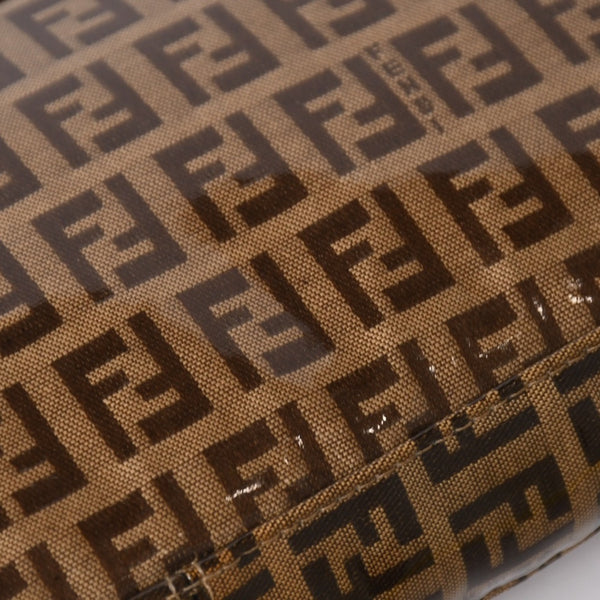 FENDI フェンディ マンマバケット ワンショルダーバッグ 8BR000 ズッキーノ ビニール ブラウン ブロンズ金具 美品 中古 4a005899