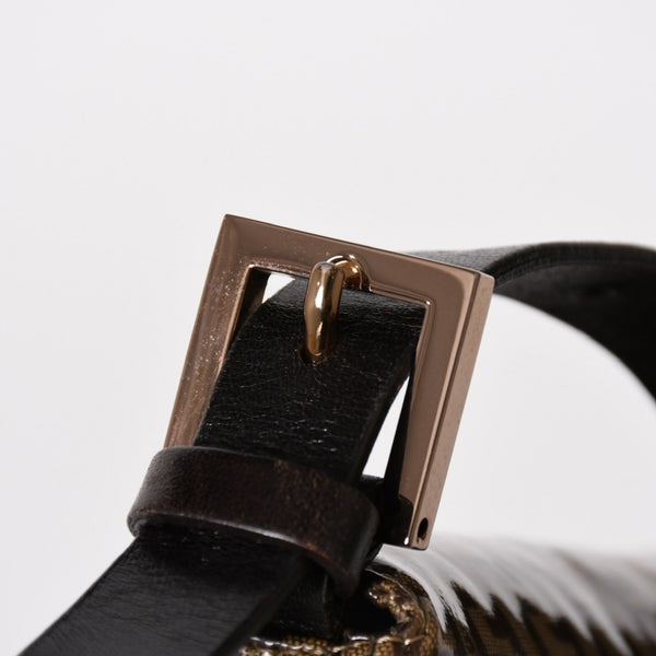 FENDI フェンディ マンマバケット ワンショルダーバッグ 8BR000 ズッキーノ ビニール ブラウン ブロンズ金具 美品 中古 4a005899