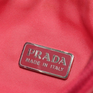 PRADA プラダ テスートナイロン ミニハンドバッグ MV515 ホーボー アクセサリーポーチ トライアングルロゴ ピンク シルバー金具 美品 中古 4a005809