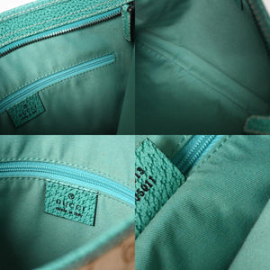 GUCCI グッチ スクエア型メッセンジャーバッグ 113013 GG柄 ベージュ ターコイズブルー ショルダーバッグ ブラックメタル 美品 中古 4a005903