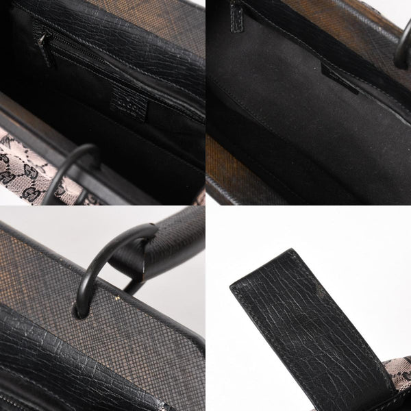 極美品 GUCCI グッチ ハンドバッグ ウッドハンドル 112688 GGキャンバス ブラック金具 ピンク ブラウン 中古 4a005904
